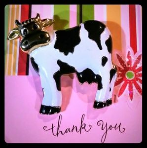 Large cow heavy duty pin/brooch